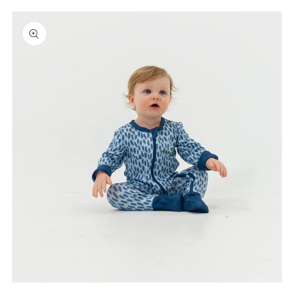 BURLEBO Blue Patterned Footie Onesie